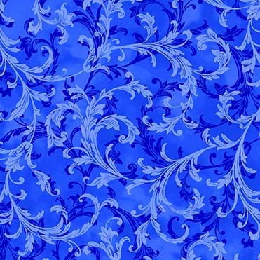 Hydrangea Dreams Spring Scroll Sapphire Blue Michael Miller Cotton Fabric | US Fabric Shop