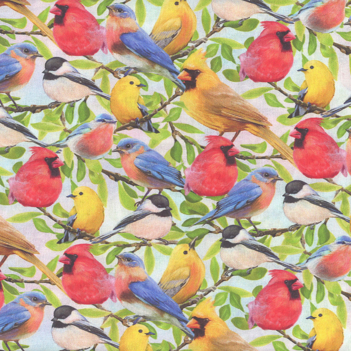 Hydrangea Garden Birds in the Tree Jenni Lee Studio E Cotton Fabric