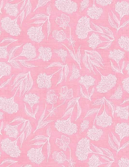 Hydrangea Mist Toile Floral Pink Susan Winget Wilmington Prints Cotton Fabric