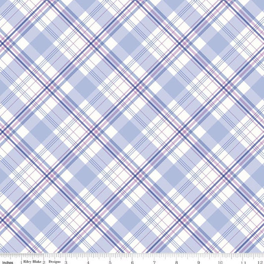 Hydrangeas the Garden Plaid Blue Jennifer Bosworth Riley Blake Designs Cotton Fabric RB-C16838-BLUE
