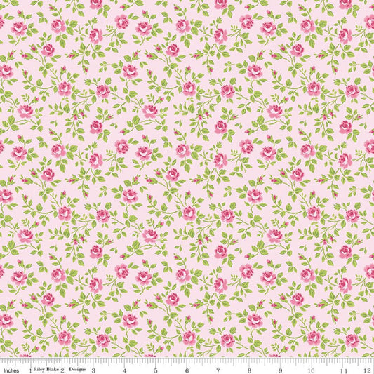 Hydrangeas the Garden Tossed Floral Pink Jennifer Bosworth Riley Blake Designs Cotton Fabric RB-C16832-PINK