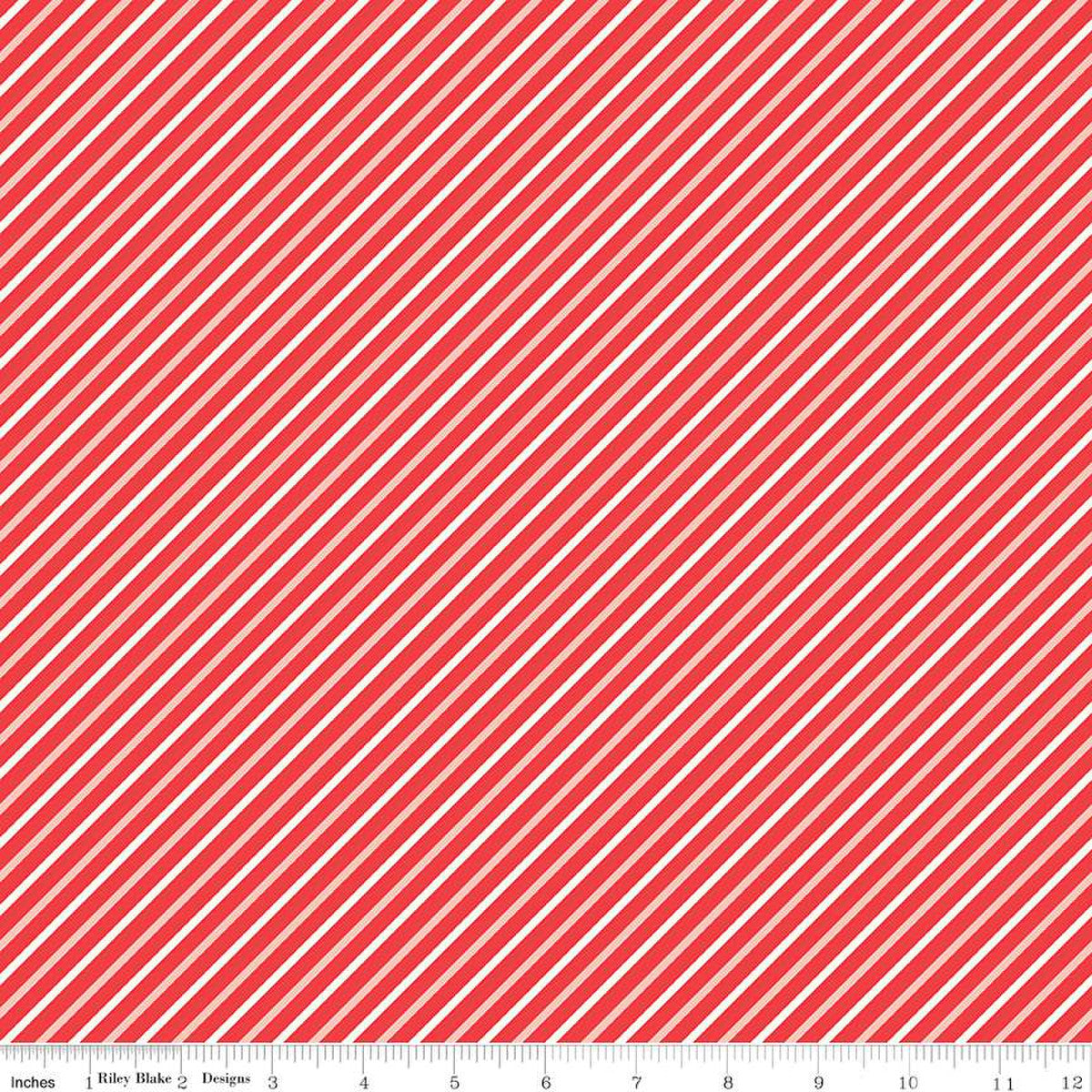 I Love Us Stripes Red Sandy Gervais Riley Blake Cotton Fabric