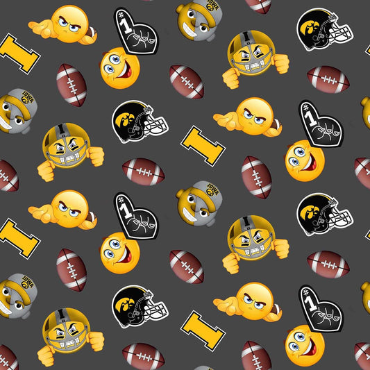 Iowa Hawkeyes NCAA College Emoji Sykel Enteprises Polyester FLEECE Fabric IA-1126