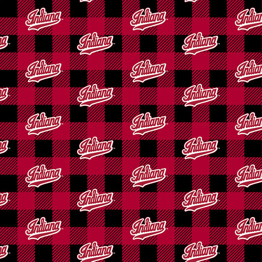 Indiana Hoosiers NCAA College Buffalo Plaid Sykel Enterprises Polyester Fleece Fabric IND-1190
