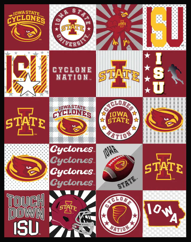 IOWA State Cyclones NCAA College Collegiate T-Shirt Panel 60"x60" Sykel Enterprises Polyester Minky Fabric SYK-ISU-1362