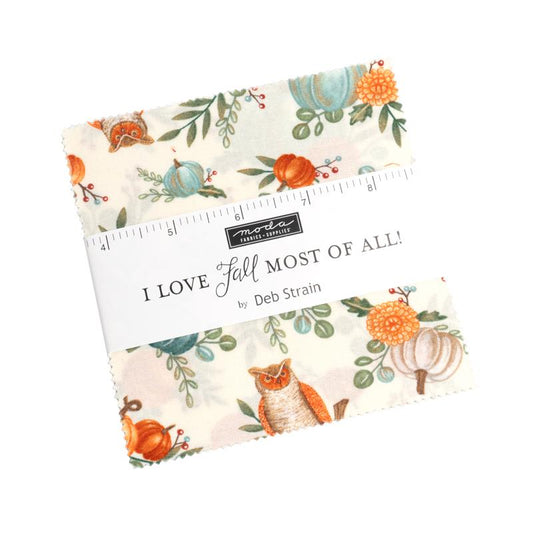 I Love Fall Most Of All 5" Squares Charm Pack 42pcs Deb Strain Moda Cotton  Fabric MD-56140PP