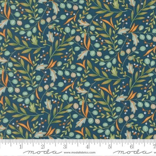 I Love Fall Most of All Leaves & Berries Harvest Night Blue Deb Strain Moda Fabrics Cotton Fabric MD-56143-15