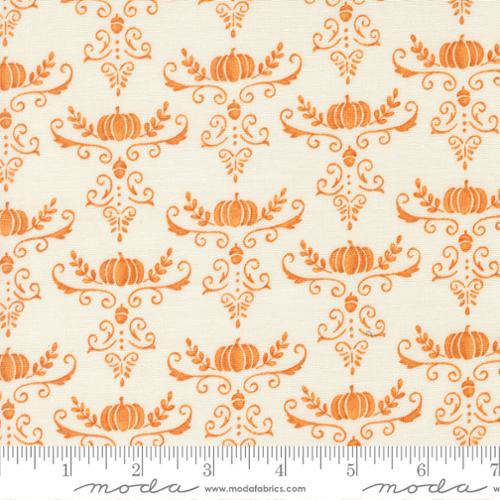 I Love Fall Most of All Pumpkins & Vines Damask White Pumpkin Orange Deb Strain Moda Fabrics Cotton Fabric MD-56146-22