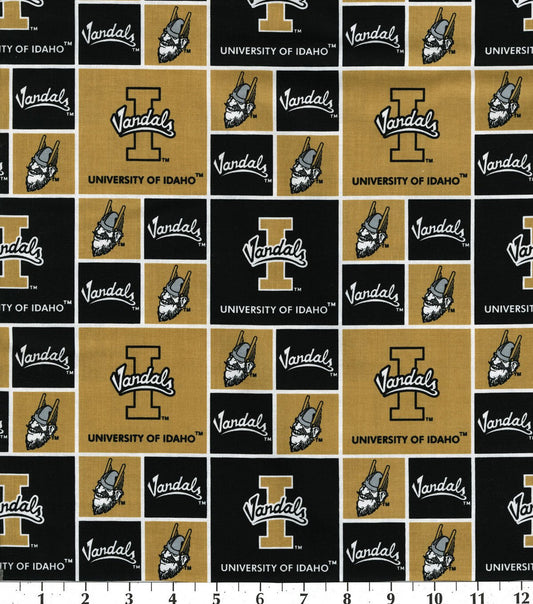 Idaho Vandals NCAA College Box Design Cotton Fabric