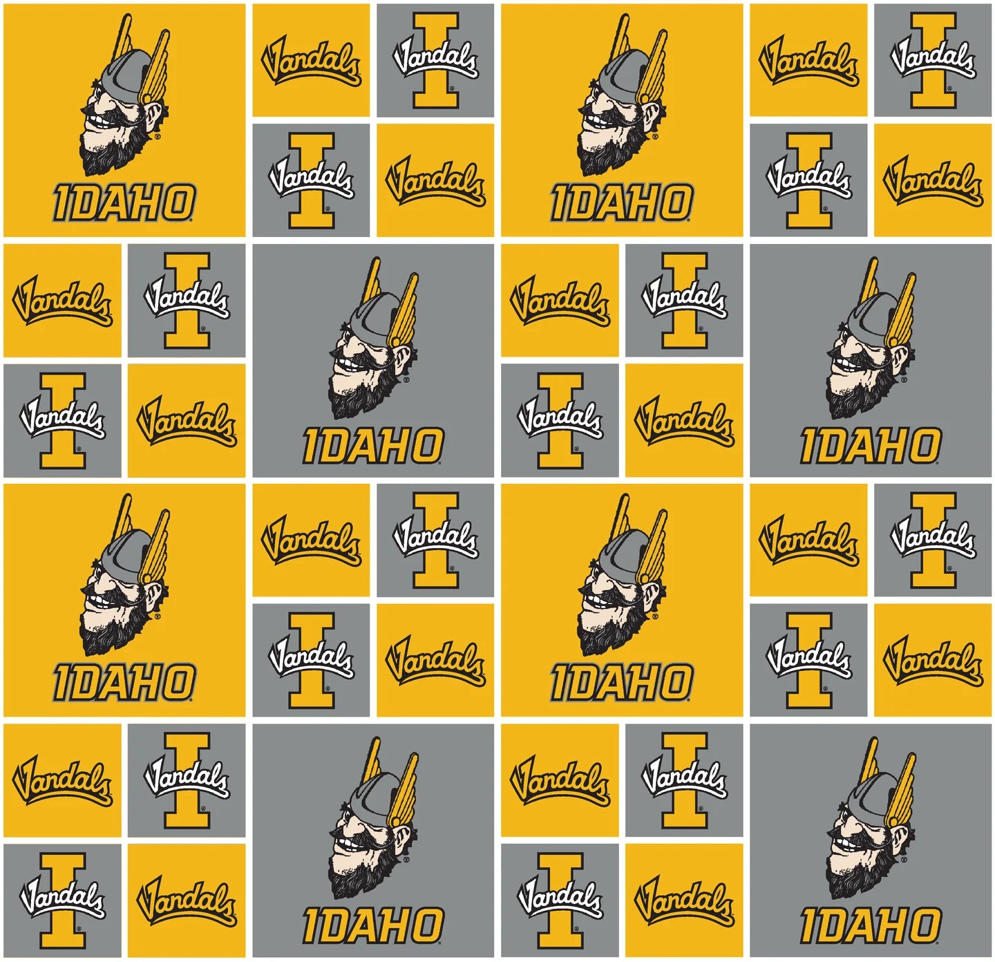Idaho Vandals NCAA College Box Design Cotton Fabric ID-020