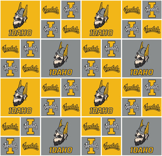 Idaho Vandals NCAA College Box Design Cotton Fabric ID-020