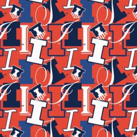 Illinois Fighting Illini NCAA College Letters Sykel Enterprises Cotton Fabric ILL-1372