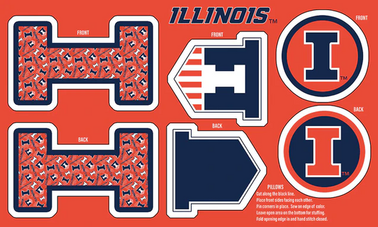 Illinois Fighting Illini NCAA Collegiate Pillow Project 36"x60" Sykel Enterprises Polyester Minky Fabric ILL-1359