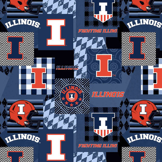 Illinois Fighting Illini NCAA College Collegiate MINKY Geo Sykel Enterprises Polyester MINKY Fabric ILL-1367