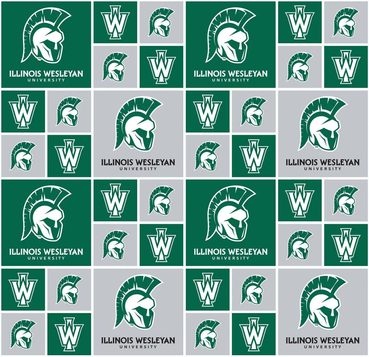 Illinois Wesleyan Titans NCAA College Geometric Box Sykel Enterprises Cotton Fabric ILW-020