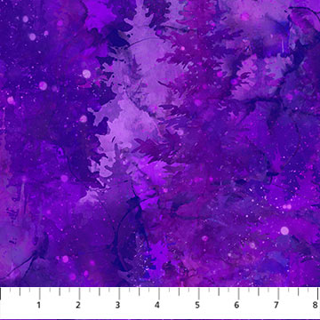 Illuminations Trees Dark Magenta Purple Deborah Edwards and Melanie Samra Northcott Cotton Fabric