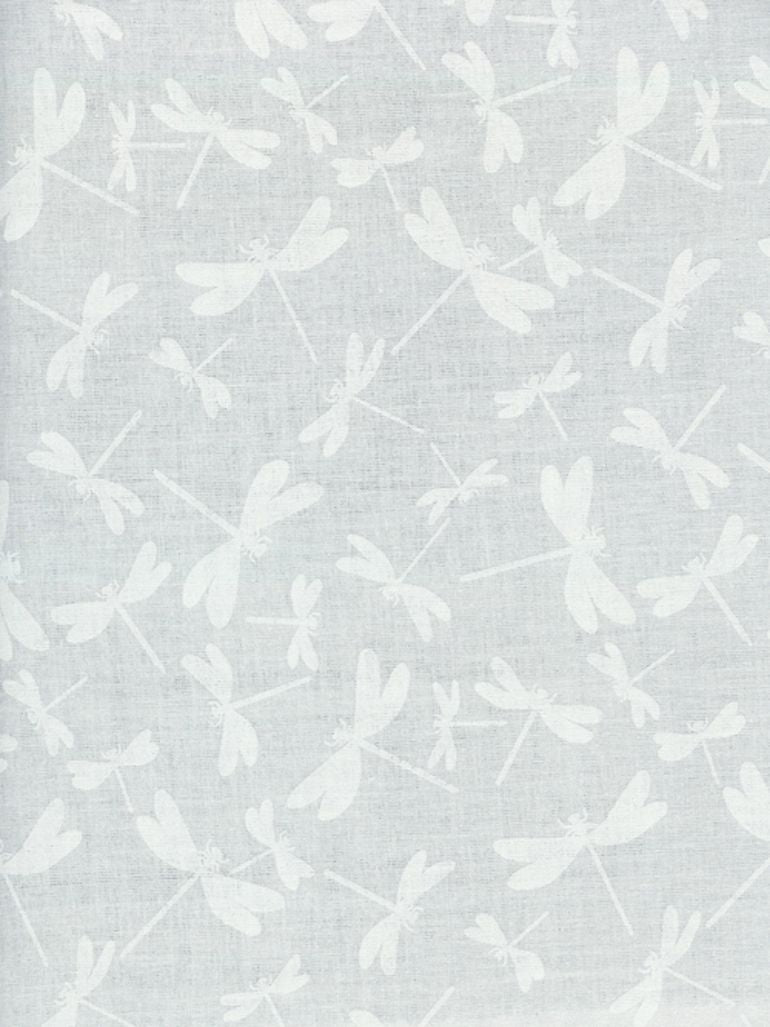 Hue Collection Dragonflies White Frosting Cotton Fabric