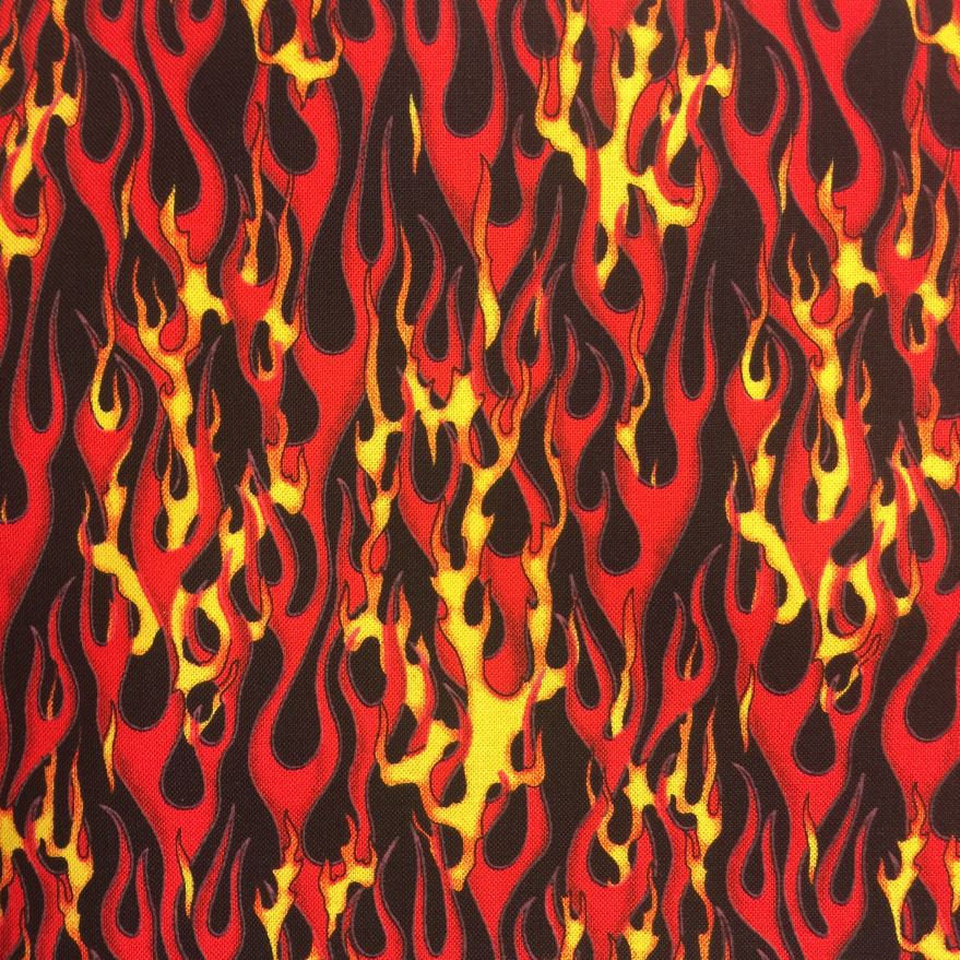 Flames Motion Fire Black and Red Elizabeth's Studio Cotton Fabric