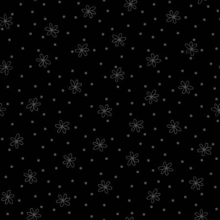 In The Black Daisy Dot Black Black Maywood Studio Cotton Fabric