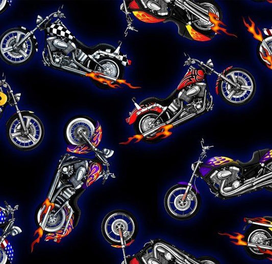 In Motion Classic Bikes Motorcycles Elizabeth's Studio Cotton Fabric