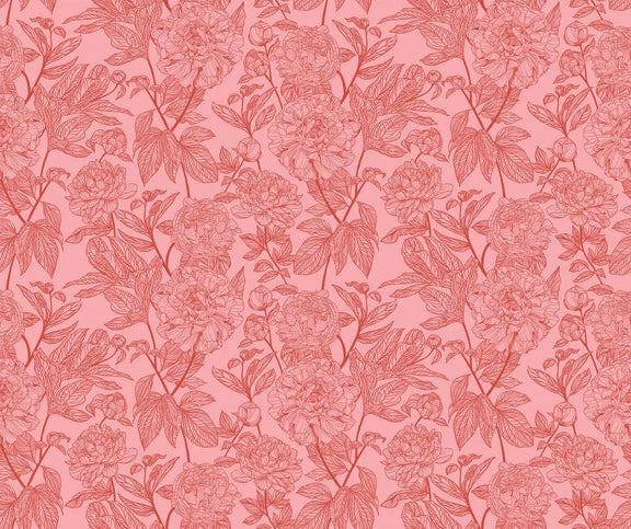 Indelible Peony Rouge Pink Anna Maria Textiles Northcott Fabrics Cotton Fabric NC-AMT1003-23V