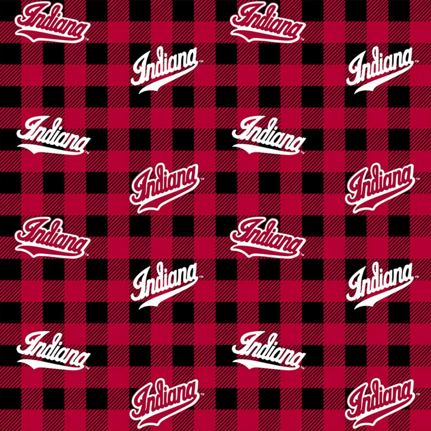 Indiana Hoosiers NCAA College Buffalo Plaid Sykel Cotton Fabric