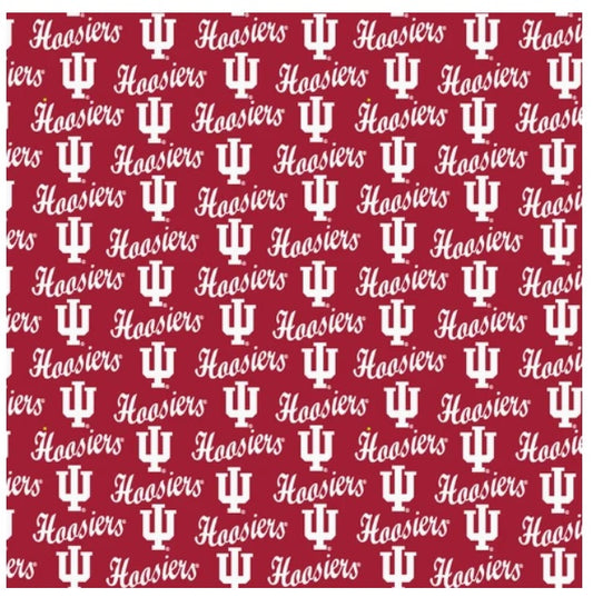 Indiana Hoosiers NCAA College Mini Packed Logo Print Sykel Enterprises Cotton Fabric IND-1390