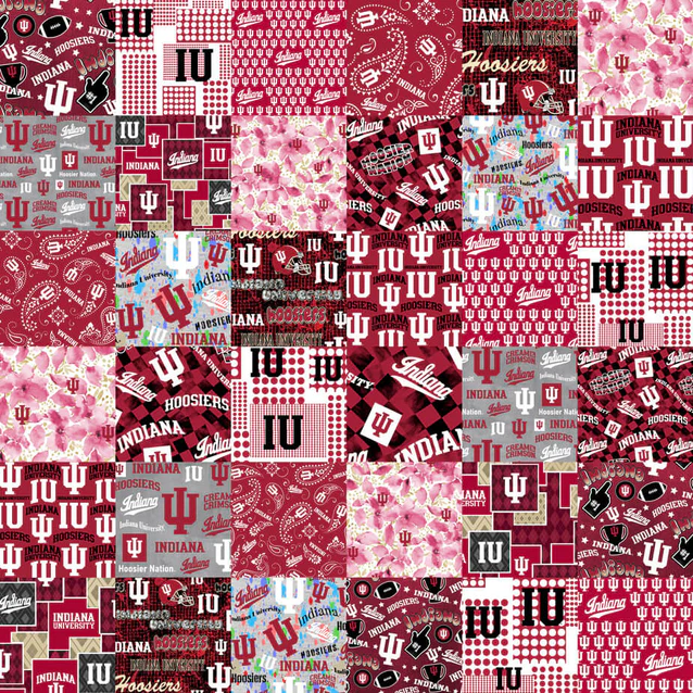 Indiana Hoosiers NCAA College Cheater Quilt Allover 60" Sykel Enterprises Cotton Fabric IND-1363