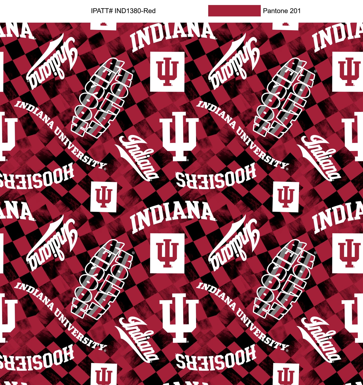 Indiana Hoosiers NCAA College Checks Red Sykel Enterprises Canvas Duck Cloth Cotton Fabric IND-1380-RED