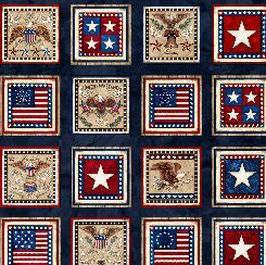 Indivisible Patriotic Patches Navy Blue Dan Morris Quilting Treasures Cotton Fabric