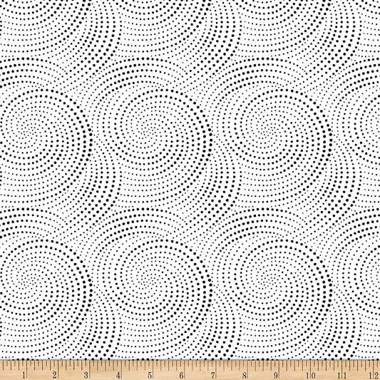 Inked Dotted Spirals White Timeless Treasures Cotton Fabric