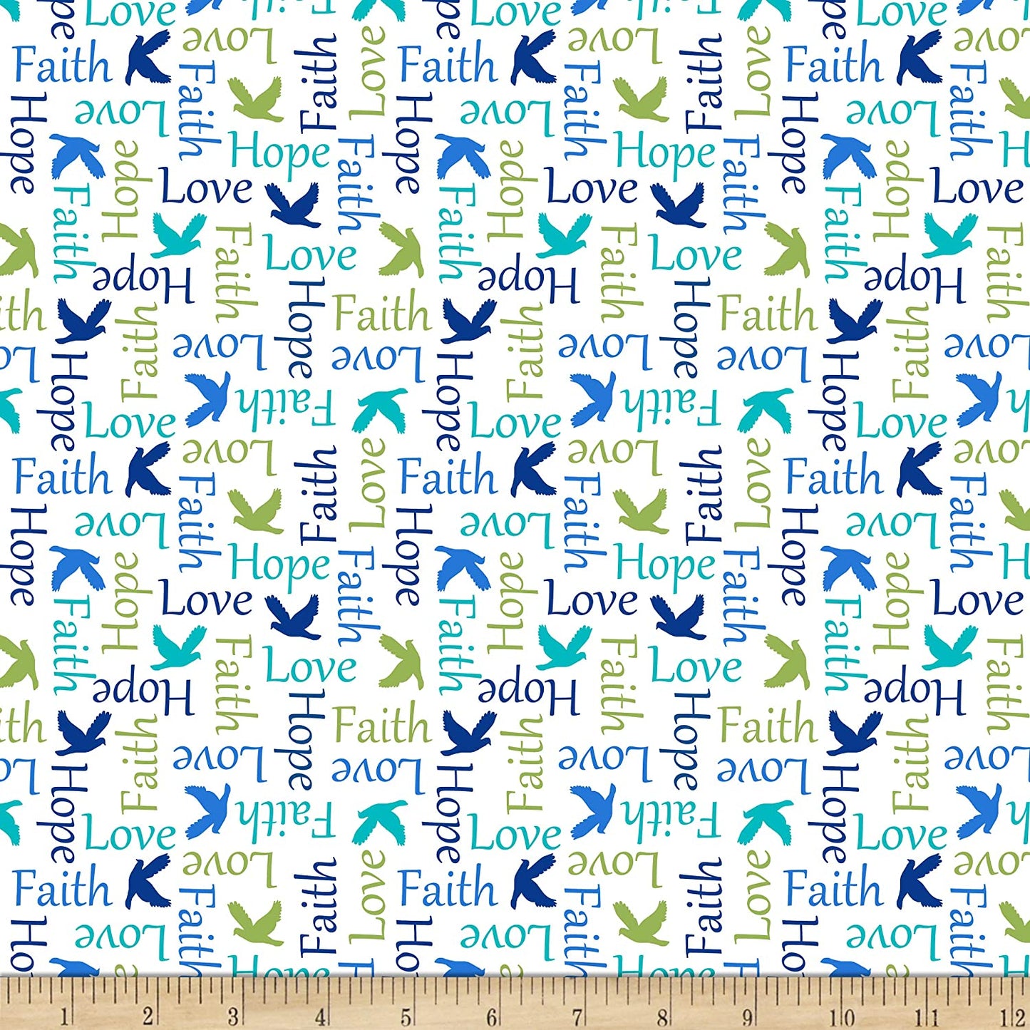 Inspirational Words White Psalms Quilting Treasures Cotton Fabric