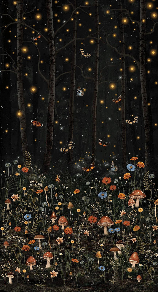 Into the Woods Panel 24" Katie Hennagir Timeless Treasures Cotton Fabric TT-PANELK-CD4415-BLACK
