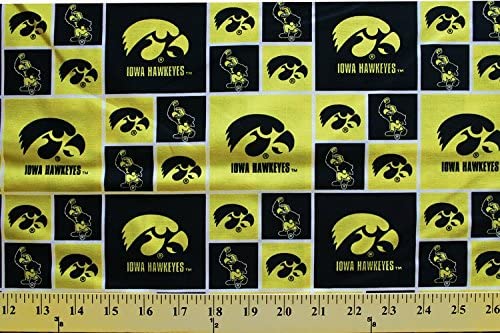 Iowa Hawkeyes NCAA College Box Sykel Cotton Fabric