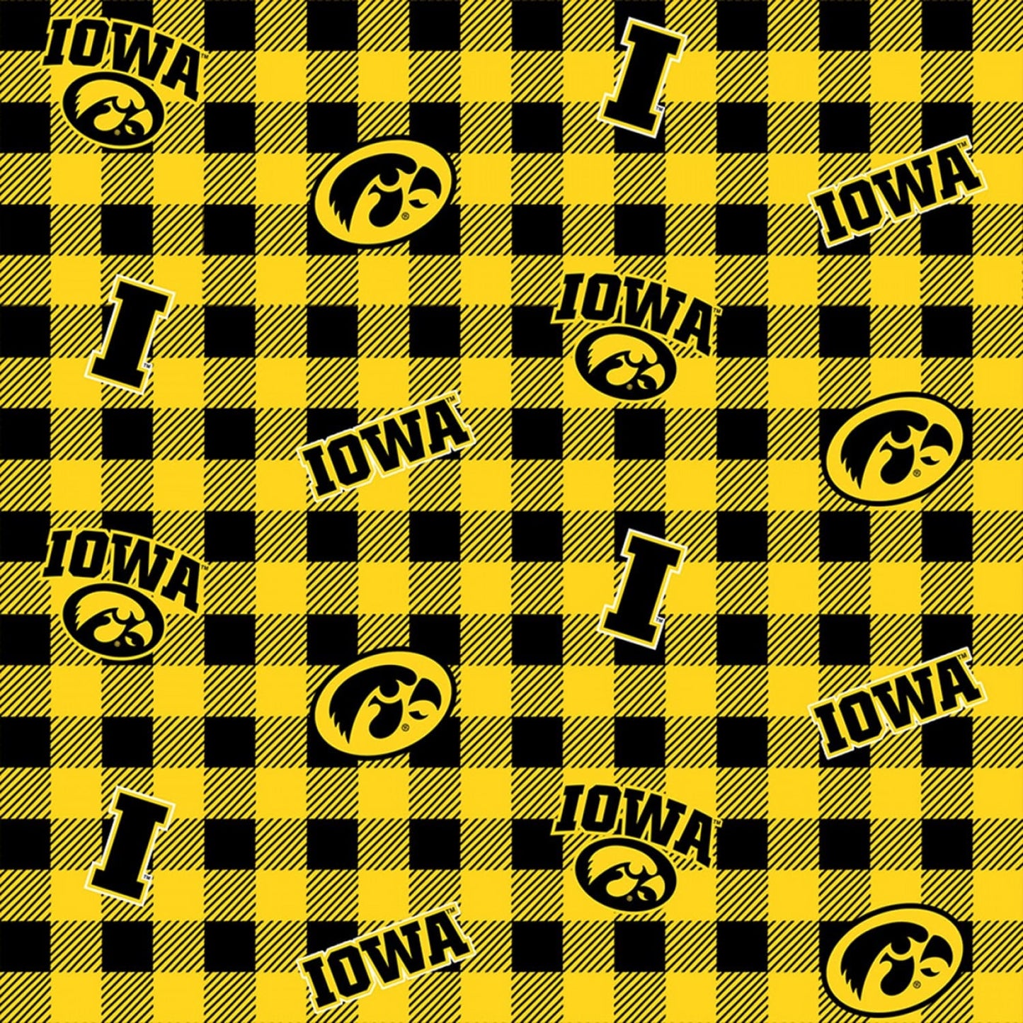 Iowa Hawkeyes NCAA College Buffalo Plaid Sykel Cotton Fabric