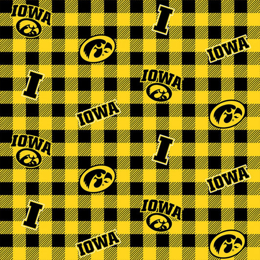 Iowa Hawkeyes NCAA College Buffalo Plaid Sykel Cotton Fabric