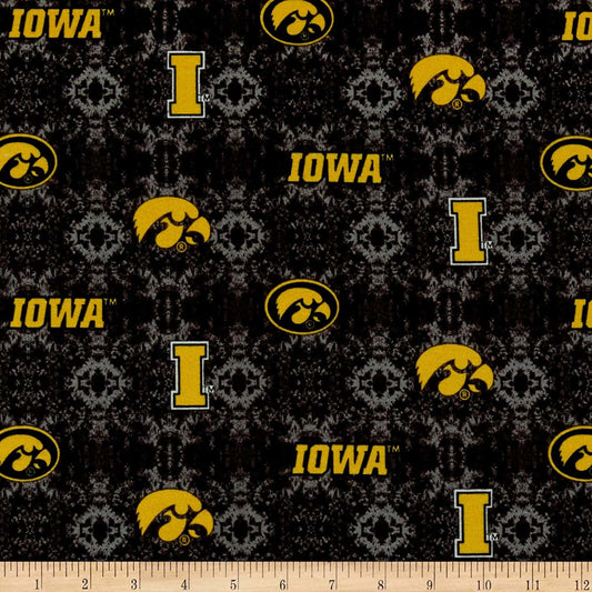 Iowa Hawkeyes NCAA College Tie Dye Sykel Cotton FLANNEL Fabric