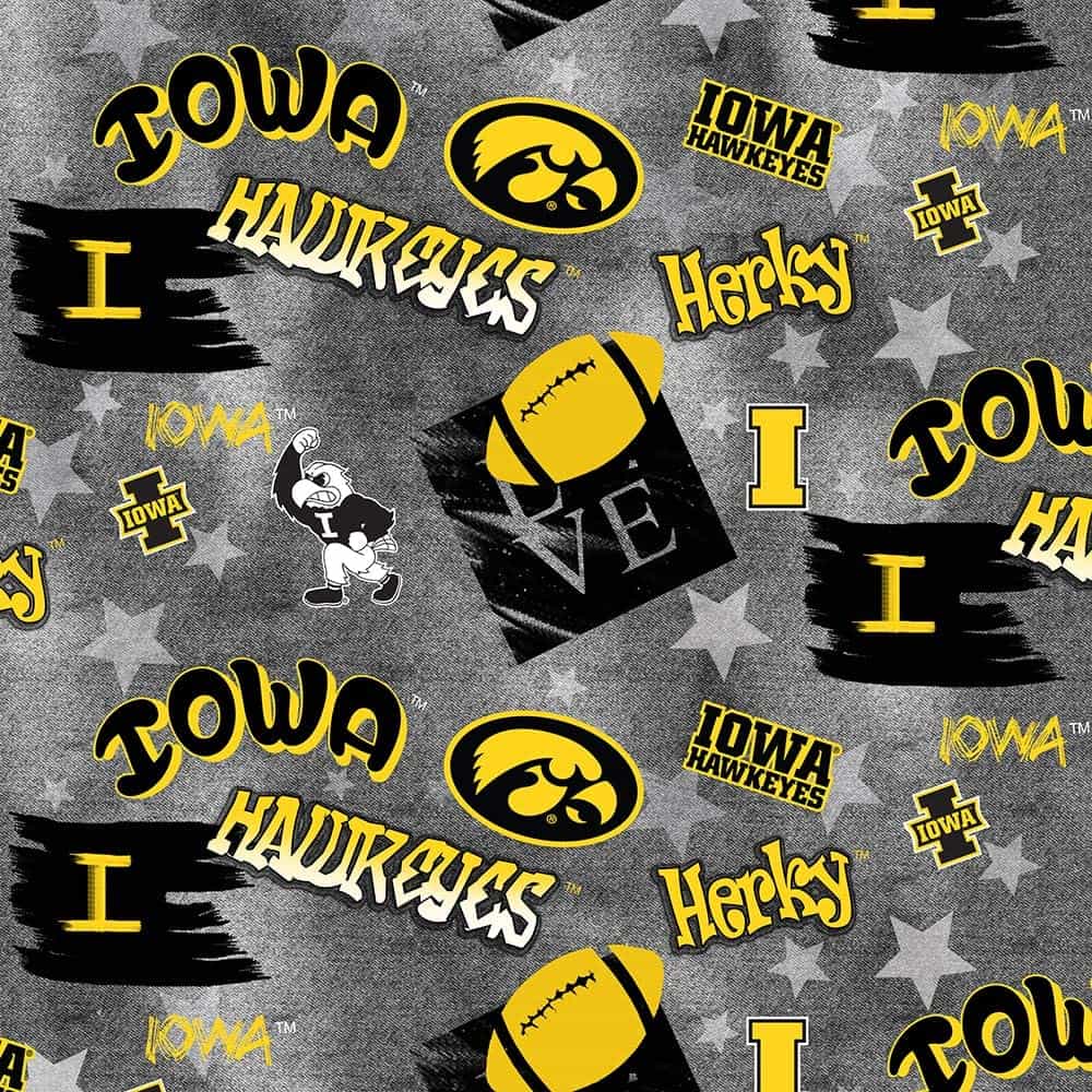 Iowa Hawkeyes NCAA Graffiti Sykel Cotton Fabric