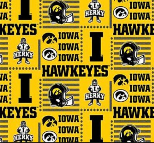 Iowa Hawkeyes NCAA College Patch Yellow Sykel Cotton Fabric