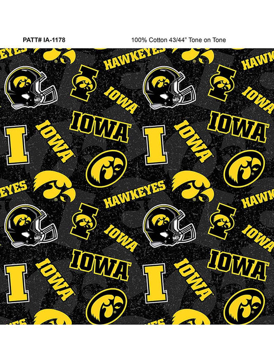 Iowa Hawkeyes NCAA College Tone Tone Sykel Cotton Fabric