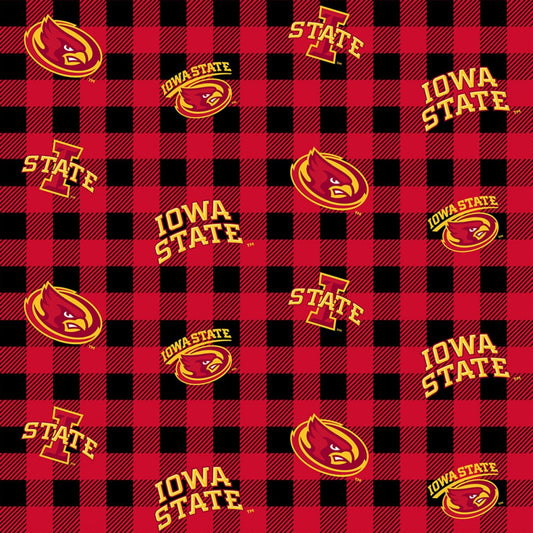 Iowa State Cyclones NCAA College Buffalo Plaid Sykel Cotton Fabric