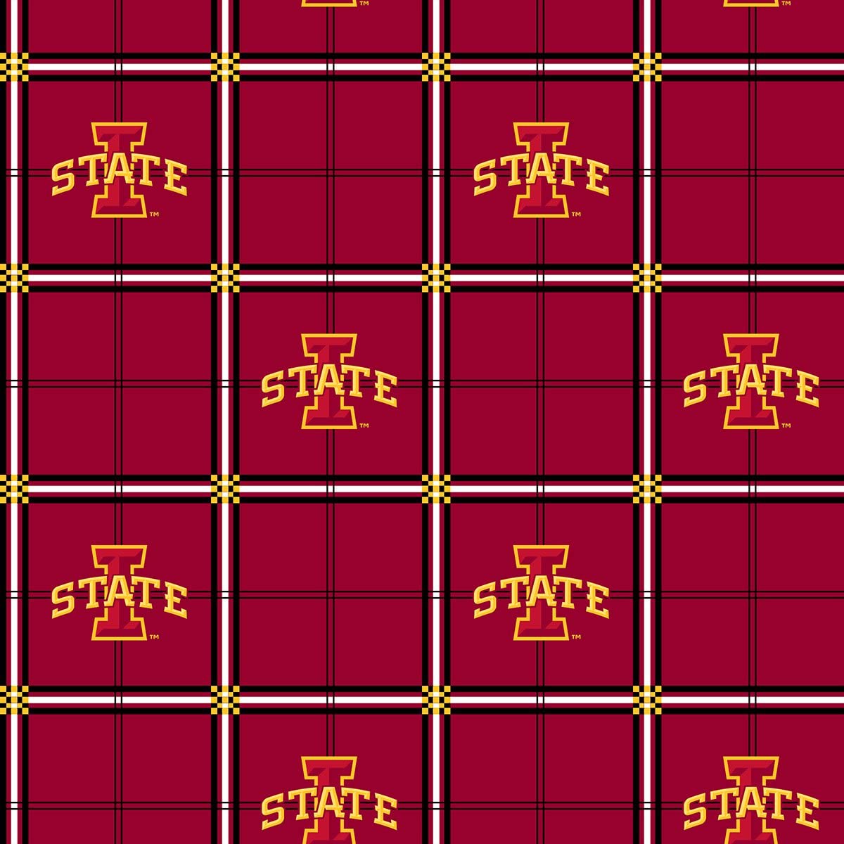 Iowa State Cyclones NCAA College Plaid Sykel FLANNEL Cotton Fabric