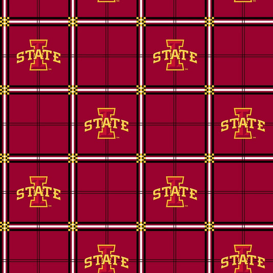 Iowa State Cyclones NCAA College Plaid Sykel FLANNEL Cotton Fabric