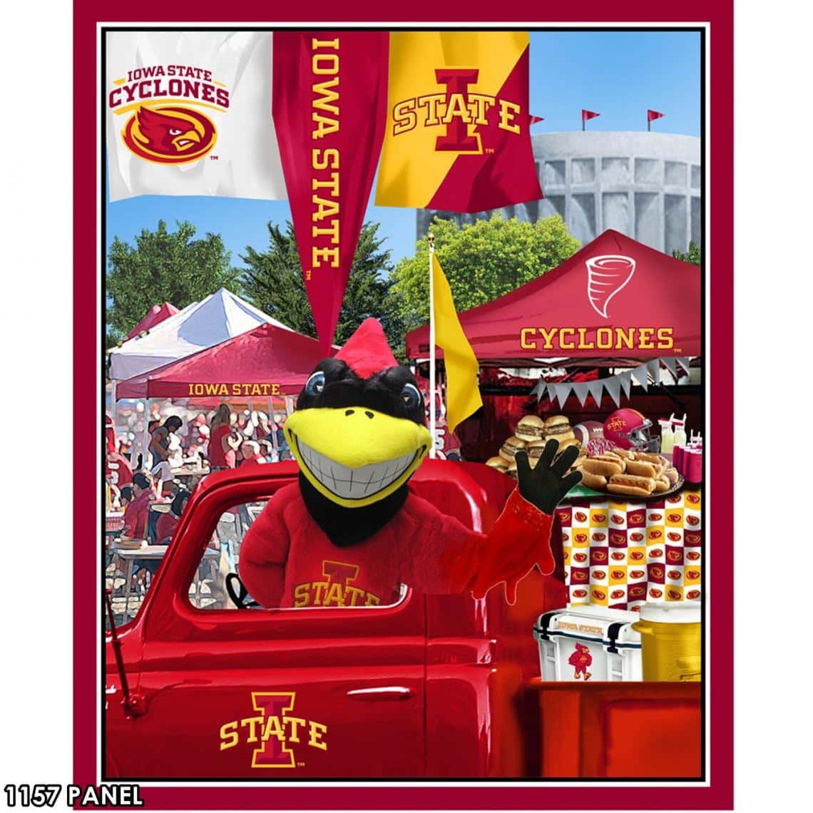 Iowa State University Cyclones NCAA College Tailgate Panel 36" Sykel Cotton Fabric