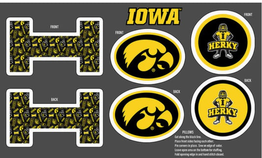 Iowa Hawkeyes NCAA Collegiate Pillow Project 36 x 60 inches Sykel Polyester Minky Fabric