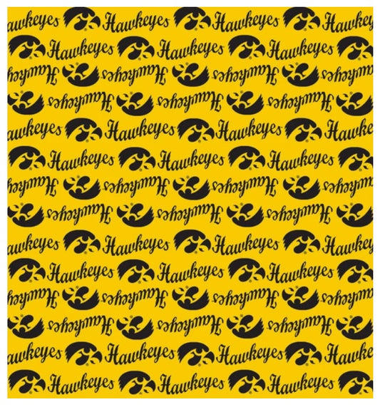 Iowa Hawkeyes NCAA College Mini Packed Logo Sykel Enterprises Cotton Fabric IA-1390