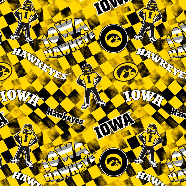 Iowa Hawkeyes NCAA College Check Allover Sykel Cotton Fabric SYK-IA-1370