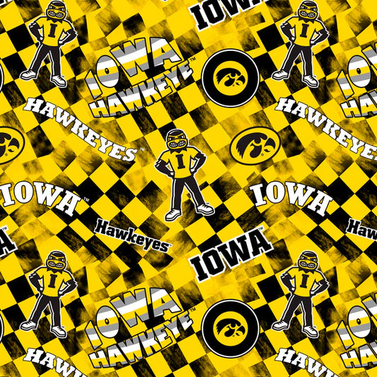Iowa Hawkeyes NCAA College Check Allover Sykel Cotton Fabric SYK-IA-1370