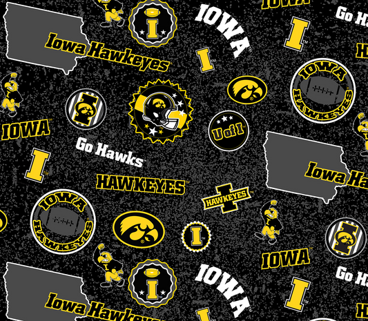 Iowa Hawkeyes NCAA College Home State Sykel Enterprises Polyester Minky Fabric IA-1238