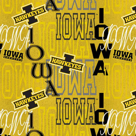 Iowa Hawkeyes NCAA College Letters Sykel Cotton Fabric SYK-IA-1372